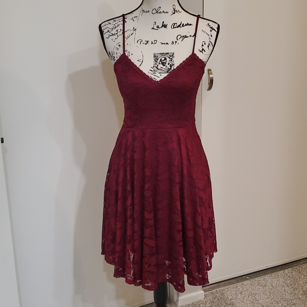 Burgundy lace dress